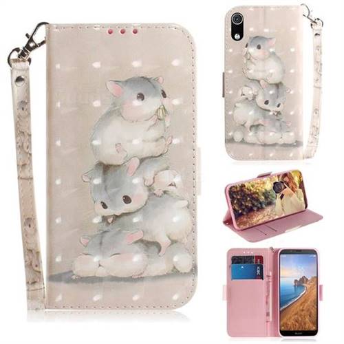 Three Squirrels 3D Painted Leather Wallet Phone Case for Mi Xiaomi Redmi 7A