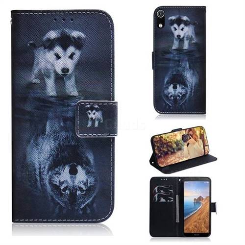 Wolf and Dog PU Leather Wallet Case for Mi Xiaomi Redmi 7A
