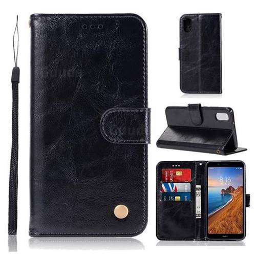 Luxury Retro Leather Wallet Case for Mi Xiaomi Redmi 7A - Black