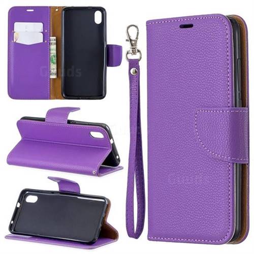 Classic Luxury Litchi Leather Phone Wallet Case for Mi Xiaomi Redmi 7A - Purple