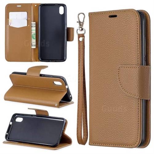 Classic Luxury Litchi Leather Phone Wallet Case for Mi Xiaomi Redmi 7A - Brown