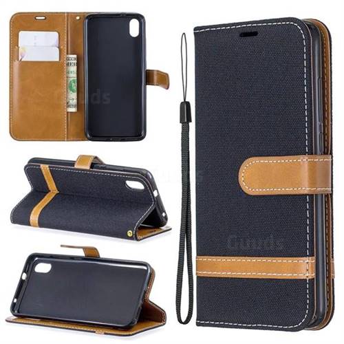 Jeans Cowboy Denim Leather Wallet Case for Mi Xiaomi Redmi 7A - Black