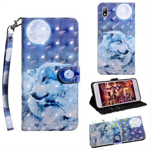 Moon Wolf 3D Painted Leather Wallet Case for Mi Xiaomi Redmi 7A