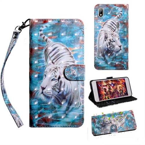 White Tiger 3D Painted Leather Wallet Case for Mi Xiaomi Redmi 7A