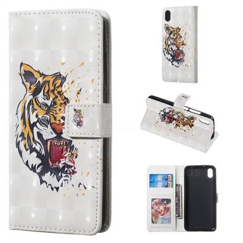 Toothed Tiger 3D Painted Leather Phone Wallet Case for Mi Xiaomi Redmi 7A