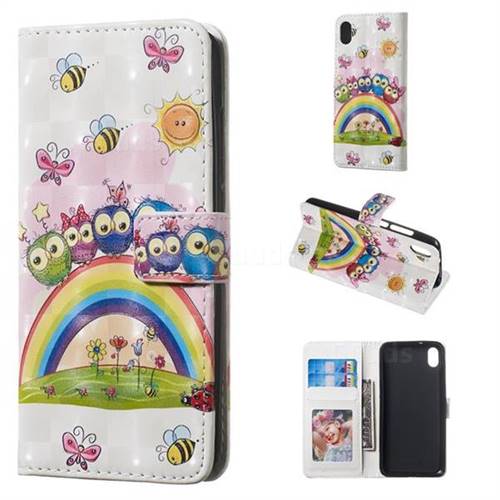 Rainbow Owl Family 3D Painted Leather Phone Wallet Case for Mi Xiaomi Redmi 7A