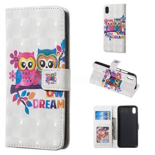 Couple Owl 3D Painted Leather Phone Wallet Case for Mi Xiaomi Redmi 7A