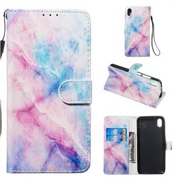 Blue Pink Marble Smooth Leather Phone Wallet Case for Mi Xiaomi Redmi 7A
