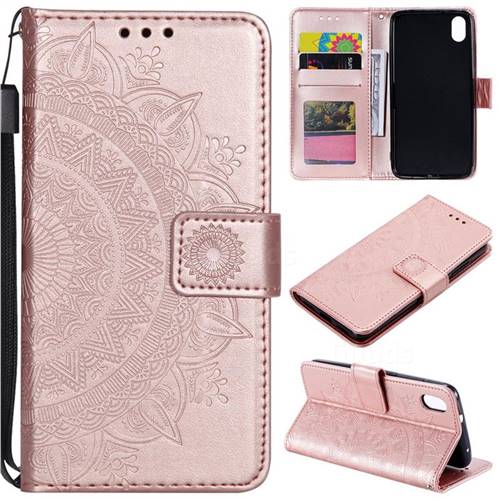 Intricate Embossing Datura Leather Wallet Case for Mi Xiaomi Redmi 7A - Rose Gold