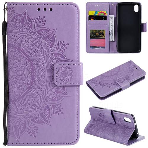 Intricate Embossing Datura Leather Wallet Case for Mi Xiaomi Redmi 7A - Purple