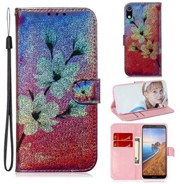 Magnolia Laser Shining Leather Wallet Phone Case for Mi Xiaomi Redmi 7A