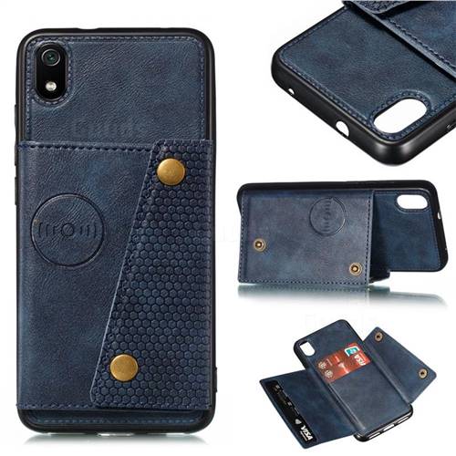 Retro Multifunction Card Slots Stand Leather Coated Phone Back Cover for Mi Xiaomi Redmi 7A - Blue