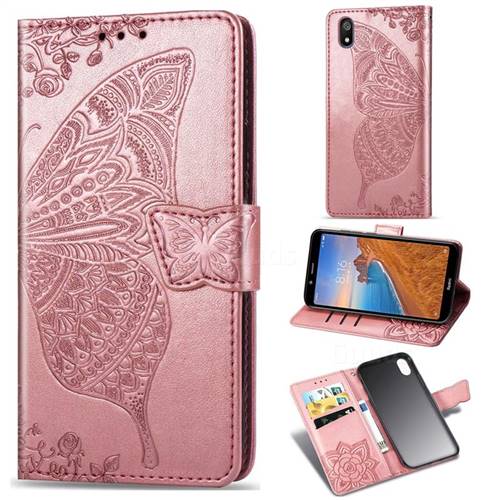Embossing Mandala Flower Butterfly Leather Wallet Case for Mi Xiaomi Redmi 7A - Rose Gold