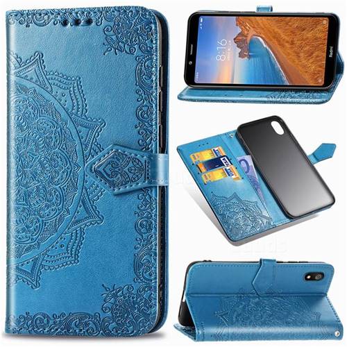Embossing Imprint Mandala Flower Leather Wallet Case for Mi Xiaomi Redmi 7A - Blue