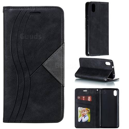 Retro S Streak Magnetic Leather Wallet Phone Case for Mi Xiaomi Redmi 7A - Black