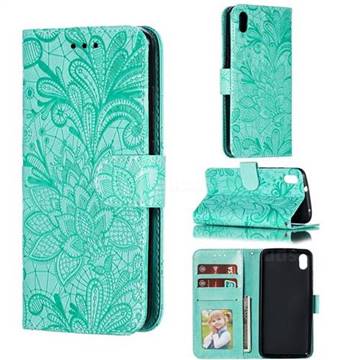 Intricate Embossing Lace Jasmine Flower Leather Wallet Case for Mi Xiaomi Redmi 7A - Green