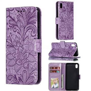 Intricate Embossing Lace Jasmine Flower Leather Wallet Case for Mi Xiaomi Redmi 7A - Purple