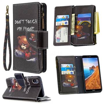 Chainsaw Bear Binfen Color BF03 Retro Zipper Leather Wallet Phone Case for Mi Xiaomi Redmi 7A