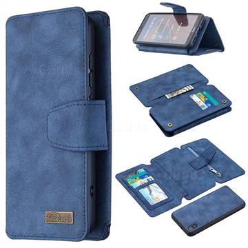 Binfen Color BF07 Frosted Zipper Bag Multifunction Leather Phone Wallet for Mi Xiaomi Redmi 7A - Blue