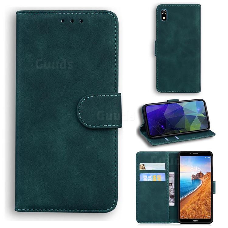Retro Classic Skin Feel Leather Wallet Phone Case for Mi Xiaomi Redmi 7A - Green