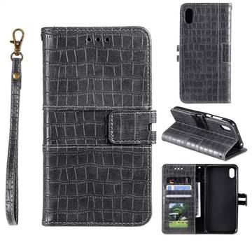 Luxury Crocodile Magnetic Leather Wallet Phone Case for Mi Xiaomi Redmi 7A - Gray