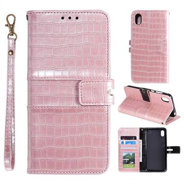 Luxury Crocodile Magnetic Leather Wallet Phone Case for Mi Xiaomi Redmi 7A - Rose Gold