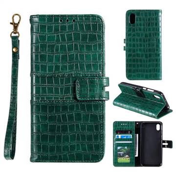 Luxury Crocodile Magnetic Leather Wallet Phone Case for Mi Xiaomi Redmi 7A - Green
