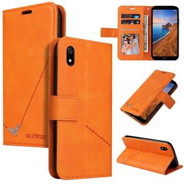 GQ.UTROBE Right Angle Silver Pendant Leather Wallet Phone Case for Mi Xiaomi Redmi 7A - Orange