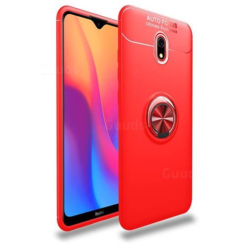 Auto Focus Invisible Ring Holder Soft Phone Case for Mi Xiaomi Redmi 8 - Red