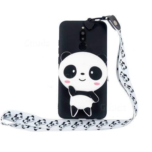 White Panda Neck Lanyard Zipper Wallet Silicone Case for Mi Xiaomi Redmi 8