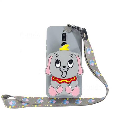 Gray Elephant Neck Lanyard Zipper Wallet Silicone Case for Mi Xiaomi Redmi 8