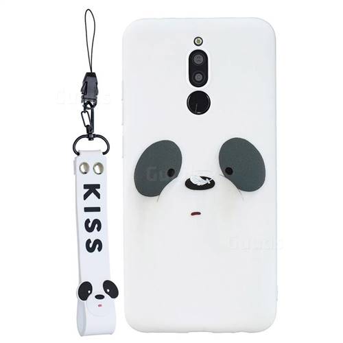 White Feather Panda Soft Kiss Candy Hand Strap Silicone Case for Mi Xiaomi Redmi 8