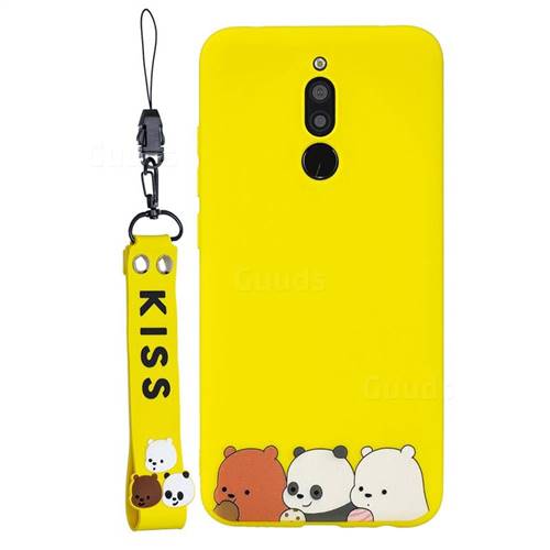 Yellow Bear Family Soft Kiss Candy Hand Strap Silicone Case for Mi Xiaomi Redmi 8