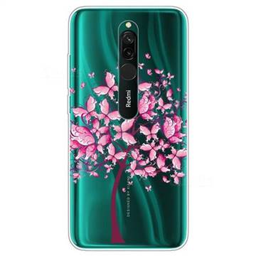 Pink Butterfly Tree Super Clear Soft TPU Back Cover for Mi Xiaomi Redmi 8