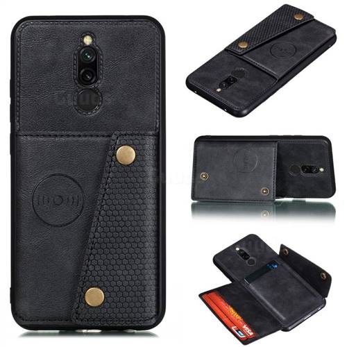 Retro Multifunction Card Slots Stand Leather Coated Phone Back Cover for Mi Xiaomi Redmi 8 - Black