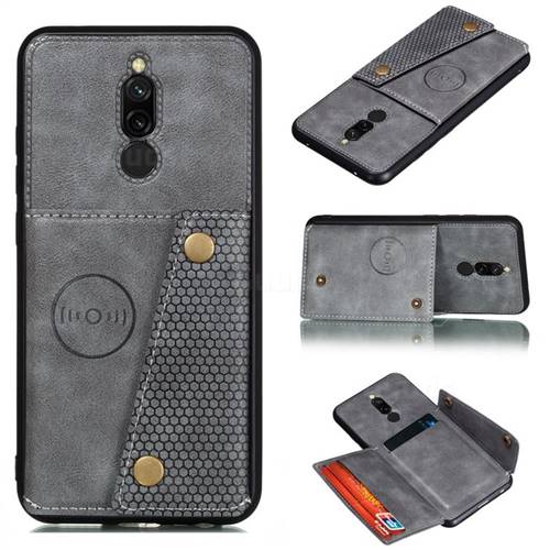 Retro Multifunction Card Slots Stand Leather Coated Phone Back Cover for Mi Xiaomi Redmi 8 - Gray