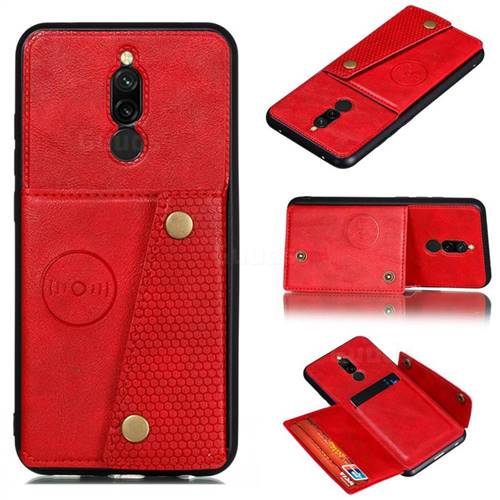 Retro Multifunction Card Slots Stand Leather Coated Phone Back Cover for Mi Xiaomi Redmi 8 - Red