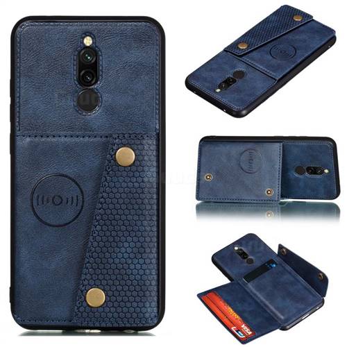 Retro Multifunction Card Slots Stand Leather Coated Phone Back Cover for Mi Xiaomi Redmi 8 - Blue