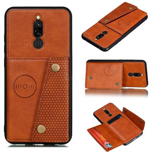 Retro Multifunction Card Slots Stand Leather Coated Phone Back Cover for Mi Xiaomi Redmi 8 - Brown
