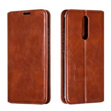 Retro Slim Magnetic Crazy Horse PU Leather Wallet Case for Mi Xiaomi Redmi 8 - Brown