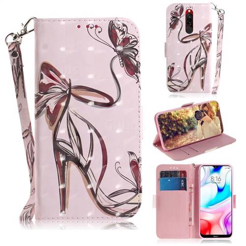 Butterfly High Heels 3D Painted Leather Wallet Phone Case for Mi Xiaomi Redmi 8