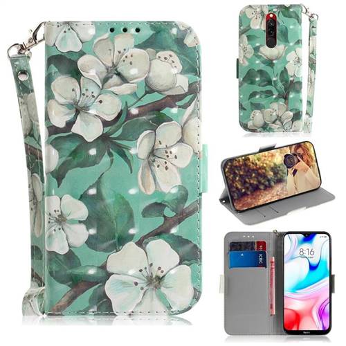 Watercolor Flower 3D Painted Leather Wallet Phone Case for Mi Xiaomi Redmi 8