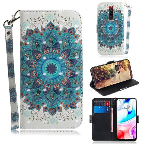 Peacock Mandala 3D Painted Leather Wallet Phone Case for Mi Xiaomi Redmi 8