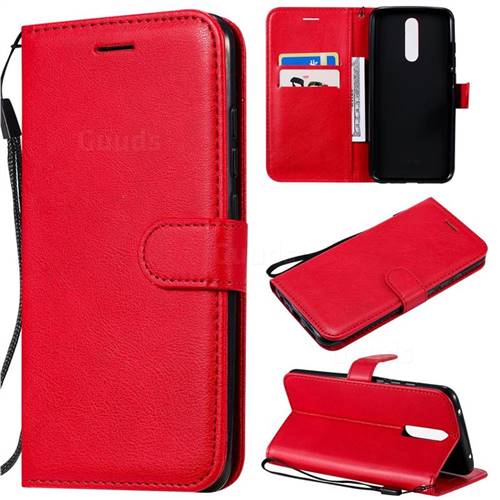 Retro Greek Classic Smooth PU Leather Wallet Phone Case for Mi Xiaomi Redmi 8 - Red