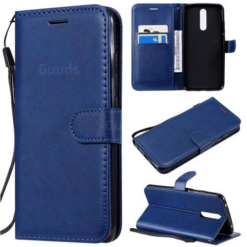 Retro Greek Classic Smooth PU Leather Wallet Phone Case for Mi Xiaomi Redmi 8 - Blue