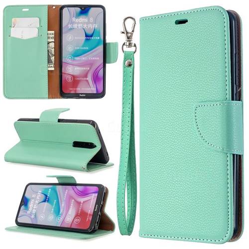Classic Luxury Litchi Leather Phone Wallet Case for Mi Xiaomi Redmi 8 - Green