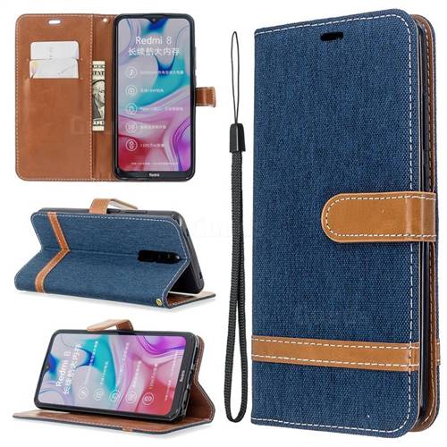 Jeans Cowboy Denim Leather Wallet Case for Mi Xiaomi Redmi 8 - Dark Blue