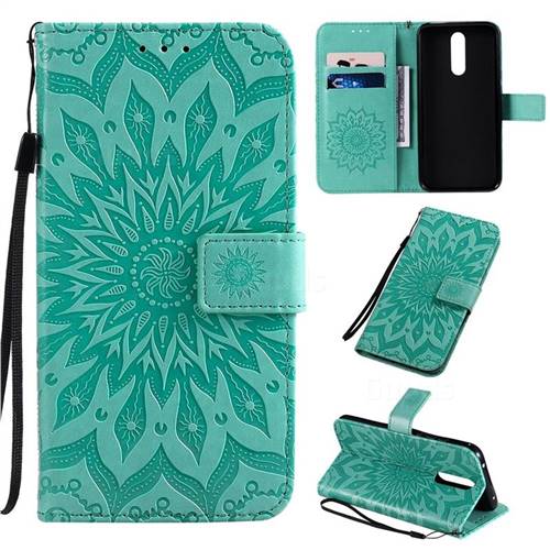 Embossing Sunflower Leather Wallet Case for Mi Xiaomi Redmi 8 - Green