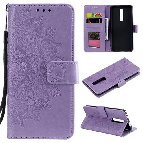 Intricate Embossing Datura Leather Wallet Case for Mi Xiaomi Redmi 8 - Purple