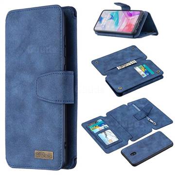 Binfen Color BF07 Frosted Zipper Bag Multifunction Leather Phone Wallet for Mi Xiaomi Redmi 8 - Blue